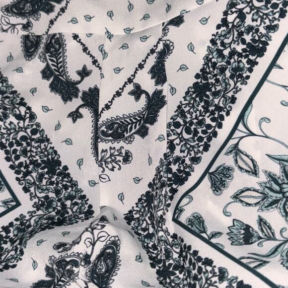 Eloquii Paisley Woman’s Top Blouse Sz 18 Cream Black Long Sleeve Office Classic - Picture 3 of 12